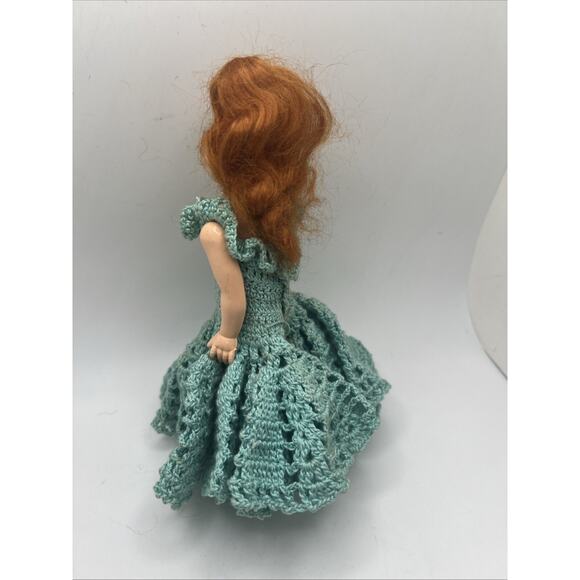 Beautiful! Vintage 8" Doll Red Hair W/ hand crocheted Dress 1960s-1970s - Picture 3 of 6